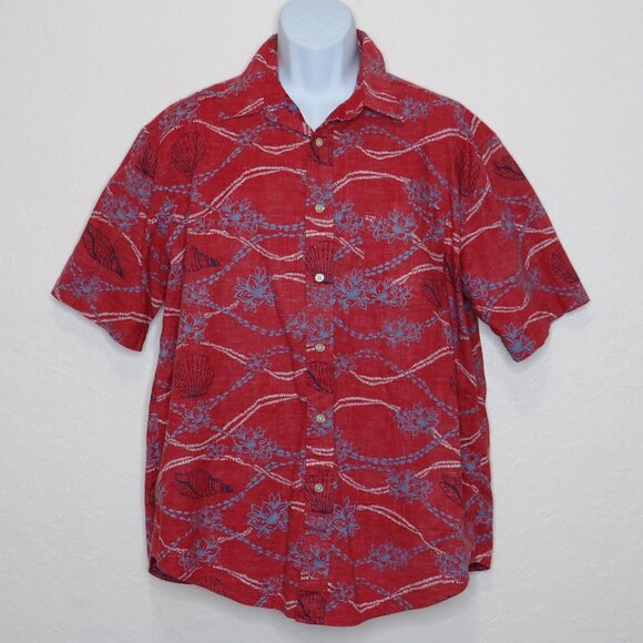 Tommy Hilfiger* Men's Short Sleeve Button Down Curve Hem Pocket Shirt~ Large‎ - Picture 1 of 10